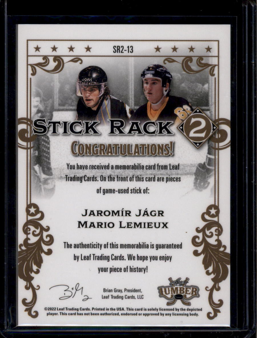 2021-22 Leaf Lumber Stick Rack 2 Emerald Jaromir Jagr Lemieux Dual Stick 1/1
