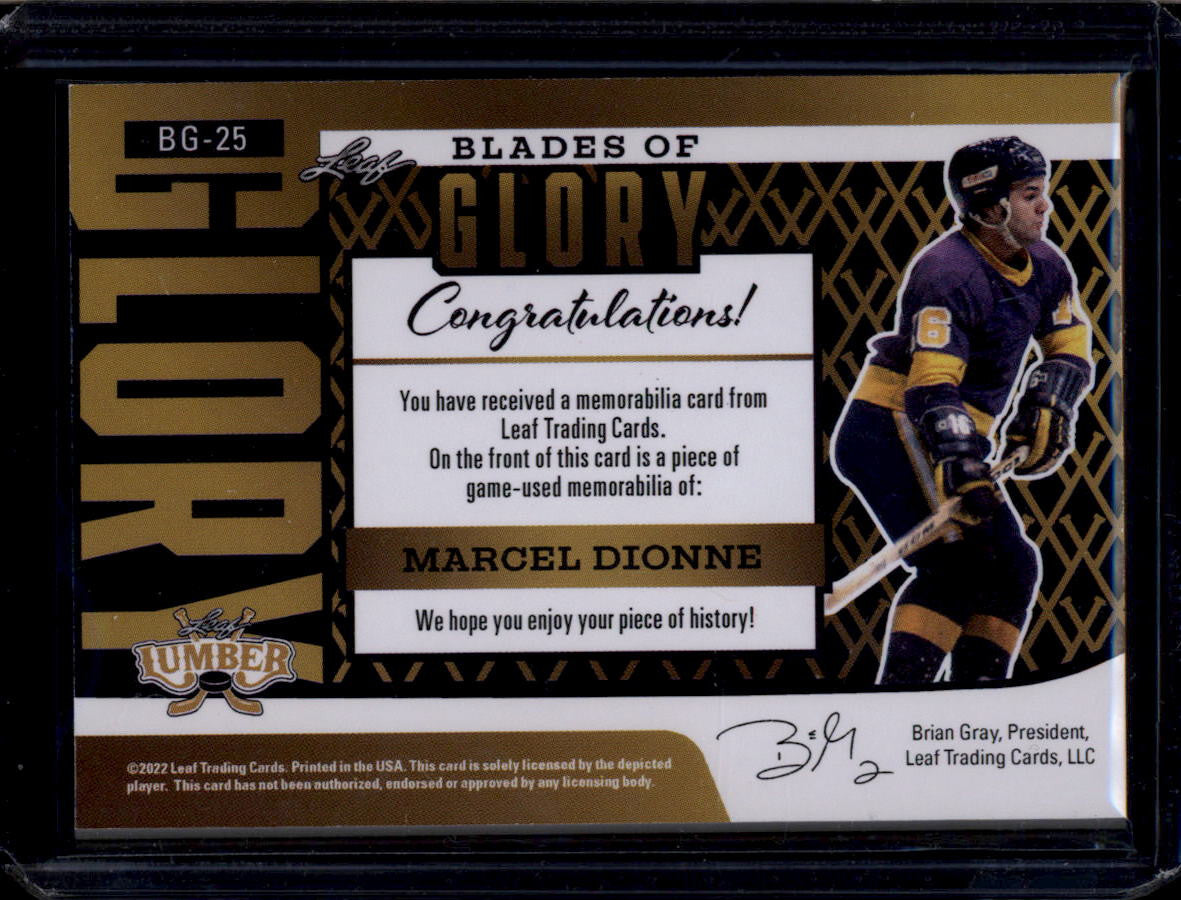 2021-22 Leaf Lumber Blades of Glory Emerald Marcel Dionne Jumbo Stick Blade 1/1