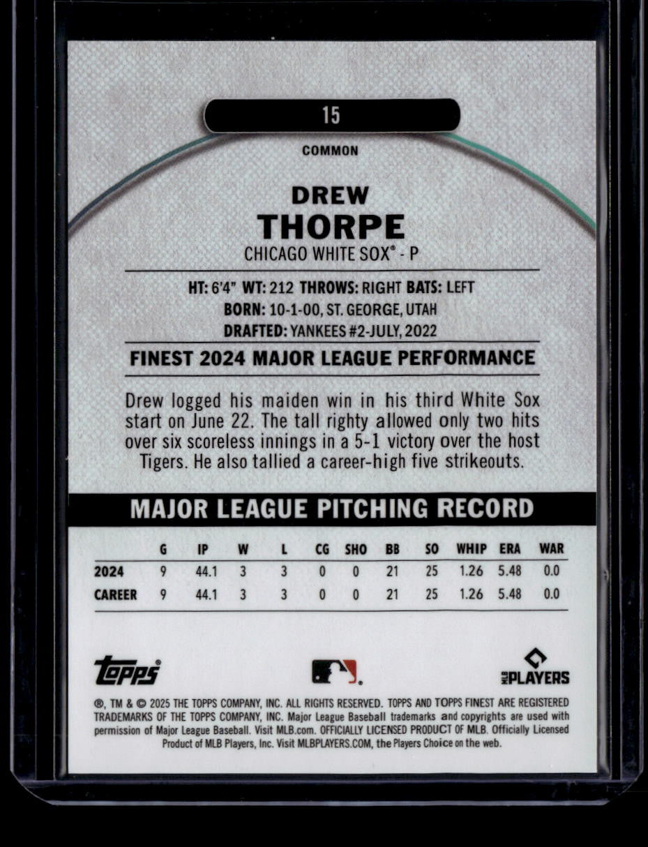 2025 Finest Pearl Checkerboard Refractor 15 Drew Thorpe Rookie 48/60