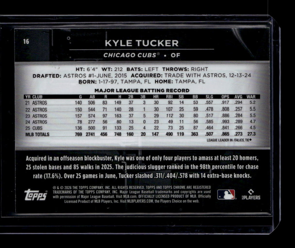 2026 Topps Chrome Black Gold Refractor 16 Kyle Tucker 31/50