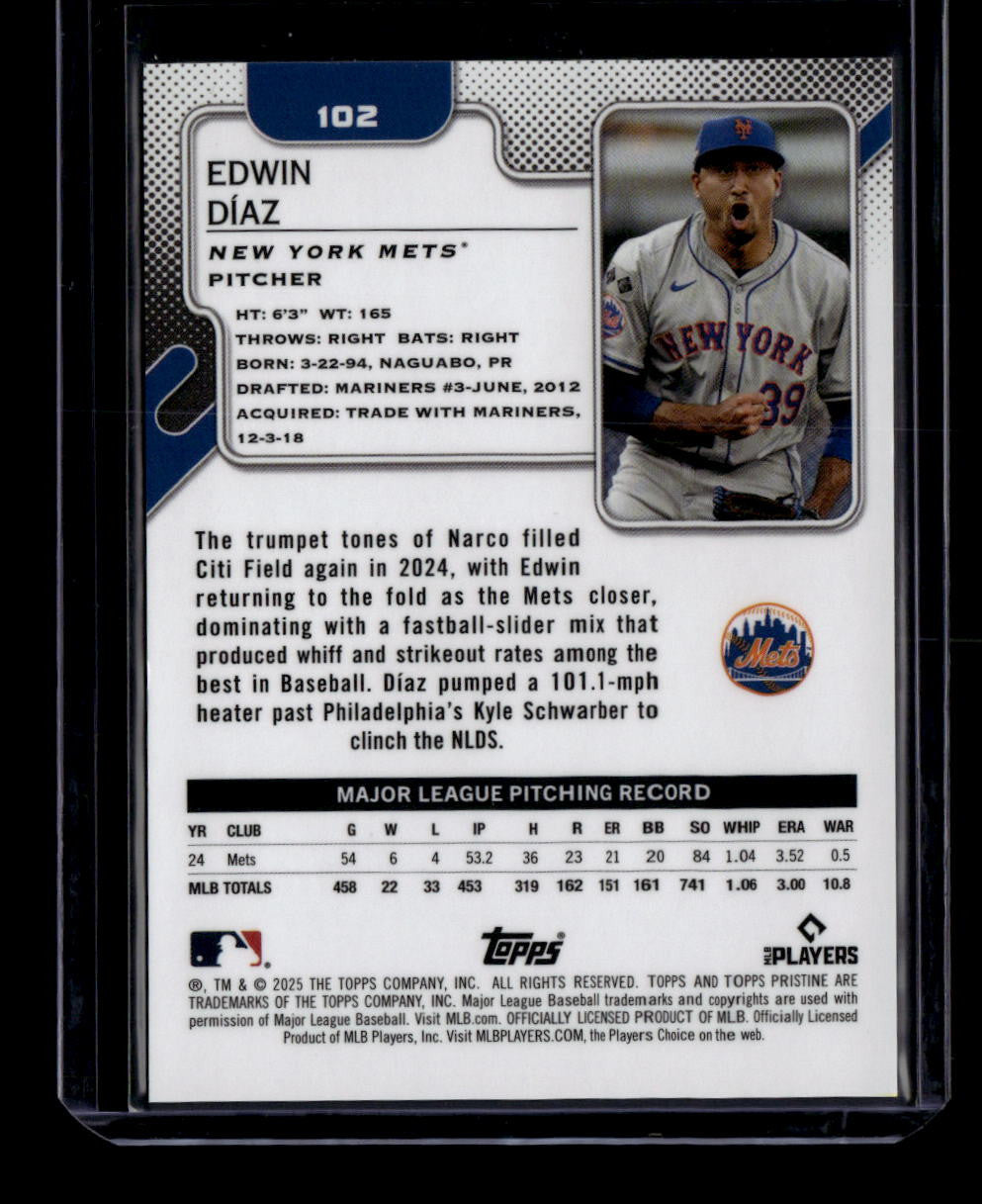 2025 Topps Pristine Gold Refractor 102 Edwin Diaz 27/50