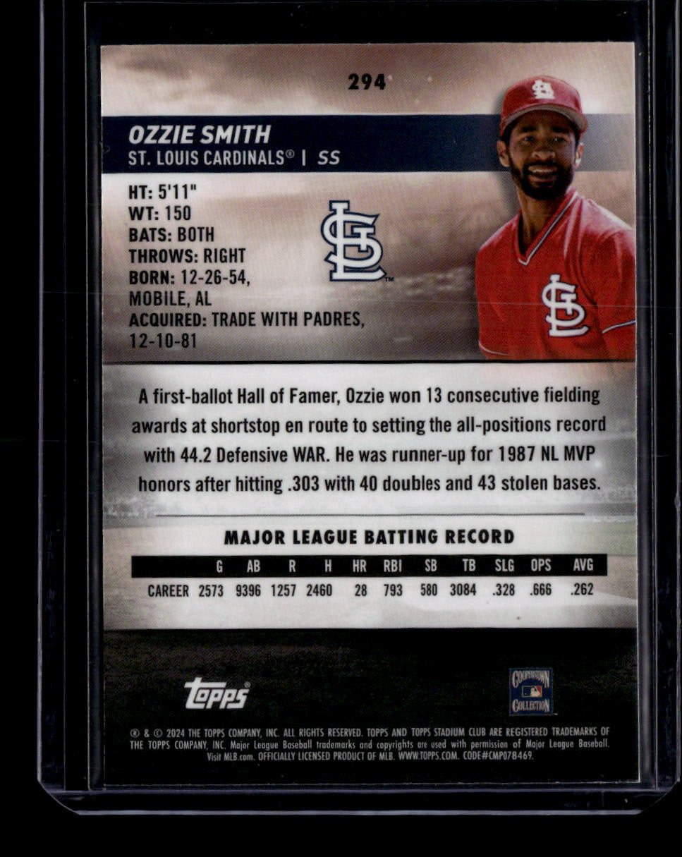 2024 Stadium Club Chrome Purple Refractor 294 Ozzie Smith 5/75