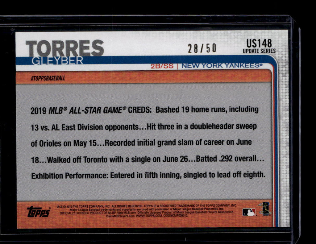 SOLD 183626 2019 Topps Update Father's Day Blue us148 Gleyber Torres AS 28/50 All-Star Game