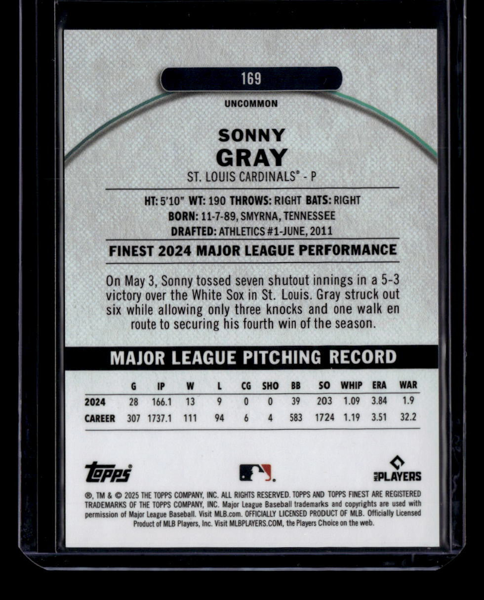 2025 Finest Pearl Checkerboard Refractor 169 Sonny Gray 32/40
