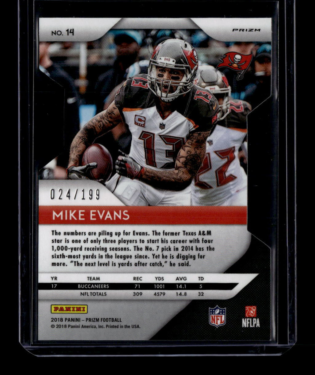 2018 Panini Prizm Prizms Light Blue Refractor 14 Mike Evans 24/199