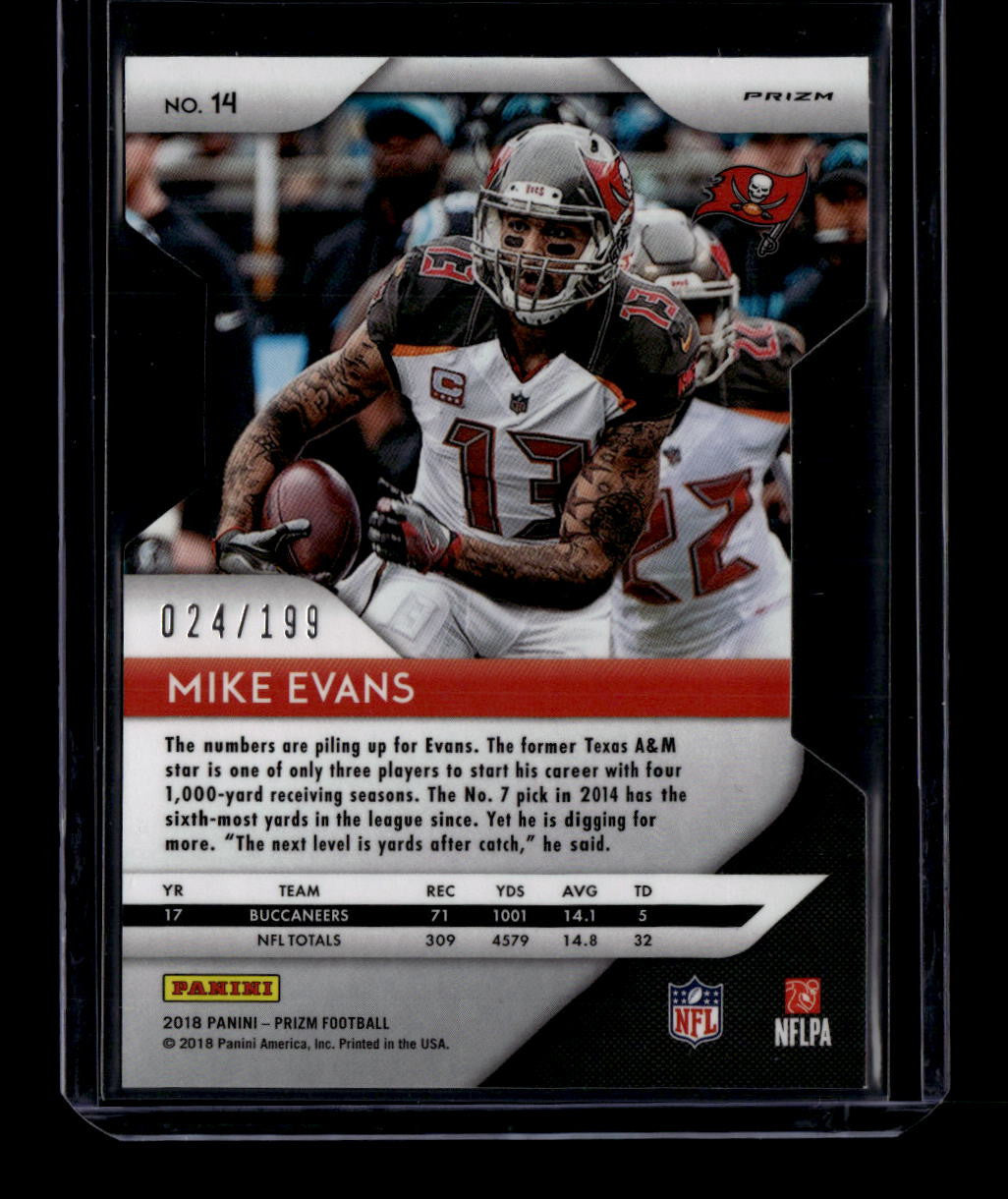 2018 Panini Prizm Prizms Light Blue Refractor 14 Mike Evans 24/199