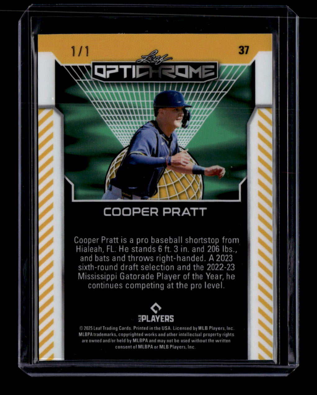 SOLD 183642 2025 Leaf Optichrome Green Prismatic 37 Cooper Pratt Rookie 1/1