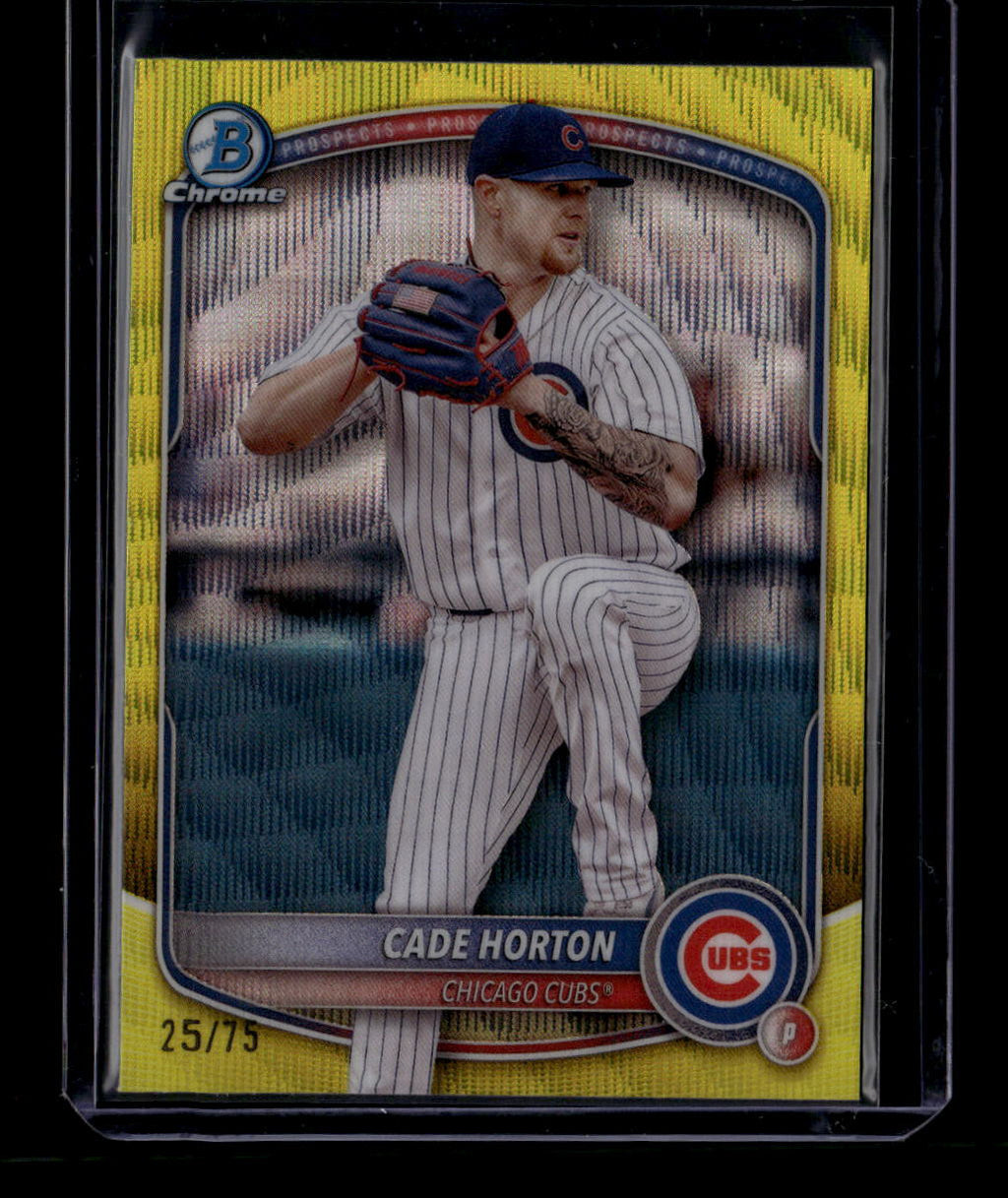 2025 Bowman Chrome Prospects Yellow Wave Refractor bcp10 Cade Horton RC 25/75