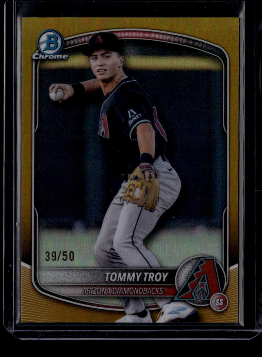 2025 Bowman Chrome Draft Gold Refractor bdc36 Tommy Troy Rookie 39/50