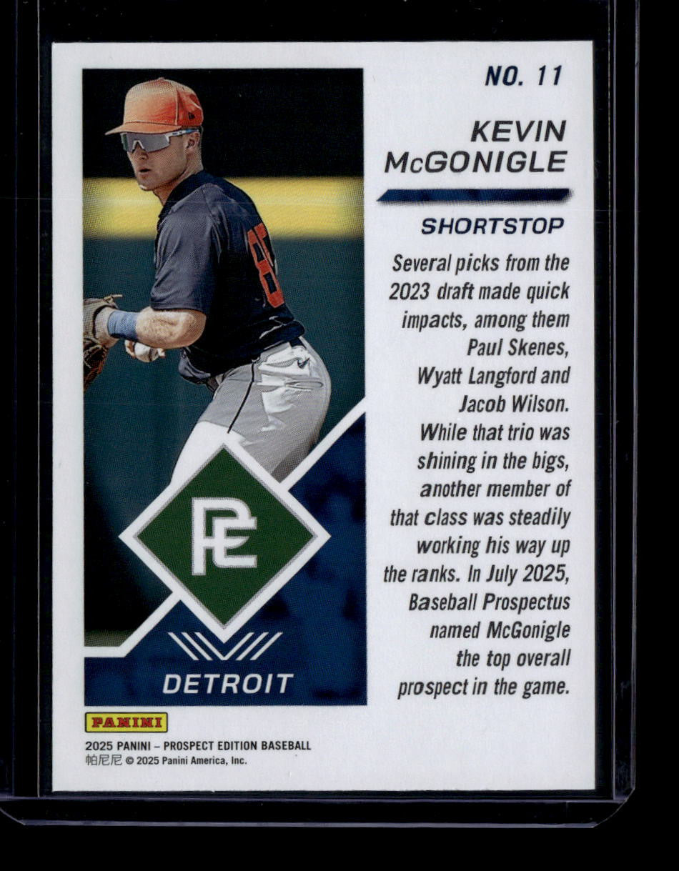 2025 Panini Prospect Edition Red 11 Kevin McGonigle Rookie 93/299