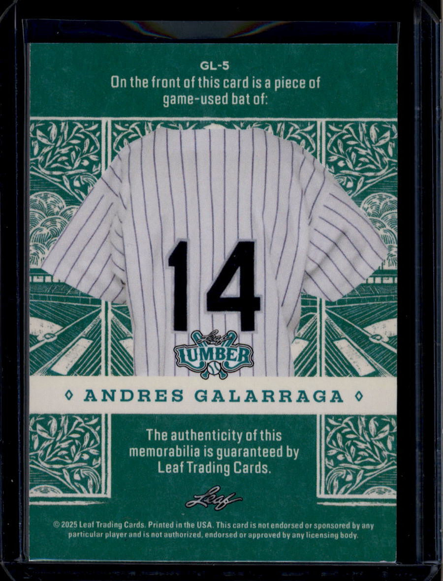 2025 Leaf Lumber Game Used Lumber Dark Blue gl5 Andres Galarraga Bat 2/20
