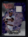 SOLD 183675 2025 Leaf Optichrome Battle Worn Crystal Purple bwrj1 Reggie Jackson Jersey 1/5