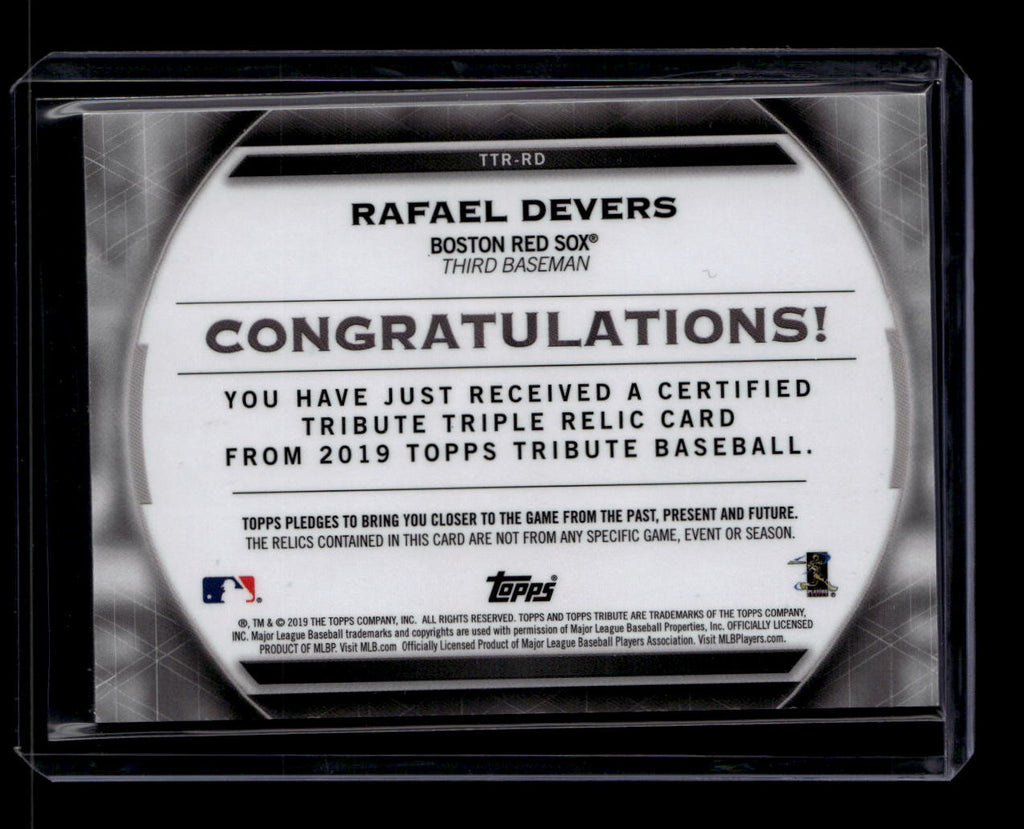 2019 Topps Tribute Triple Relics TTRRD Rafael Devers Triple Jersey 71/150
