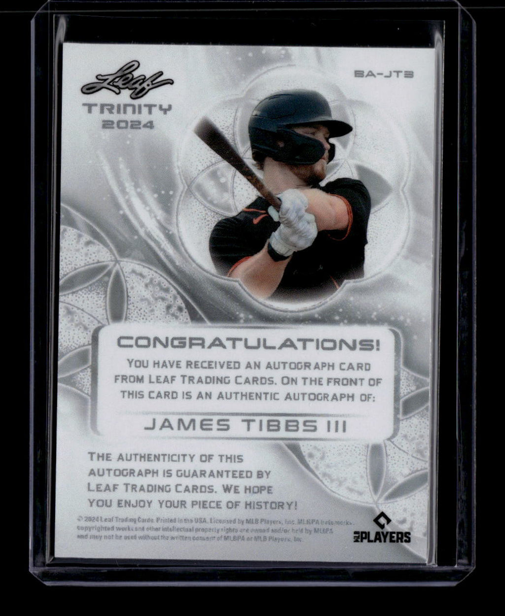 SOLD 183683 2024 Leaf Trinity Autographs Green bajt2 James Tibbs III Rookie Auto 23/25