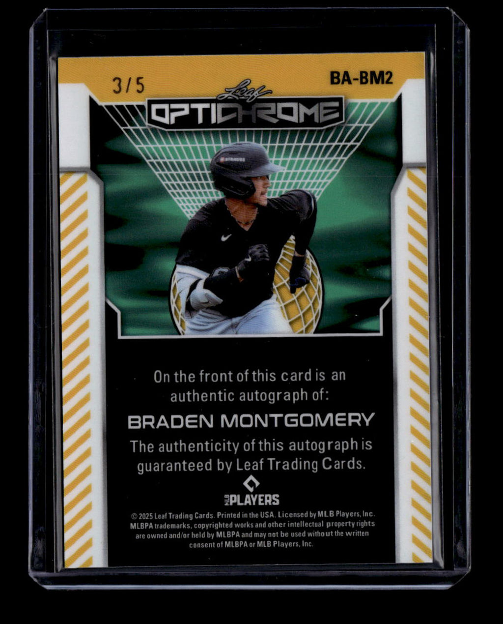SOLD 183684 2025 Leaf Optichrome Purple Prismatic babm2 Braden Montgomery Rookie Auto 3/5