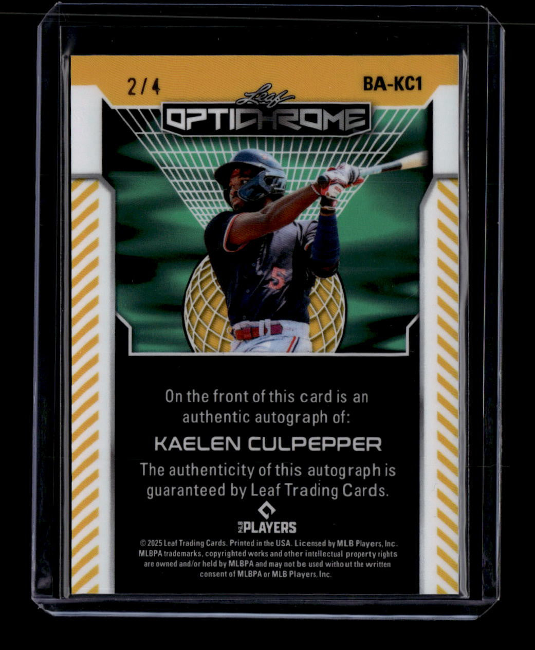 2025 Leaf Optichrome Orange Crystal bakc1 Kaelen Culpepper Rookie Auto 2/4