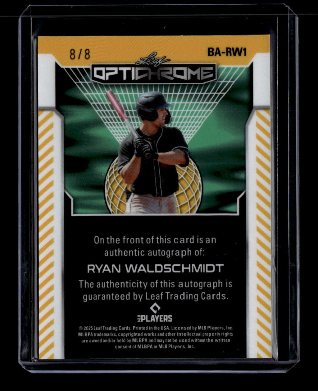 2025 Leaf Optichrome Pink Lazer barw1 Ryan Waldschmidt Rookie Auto 8/8
