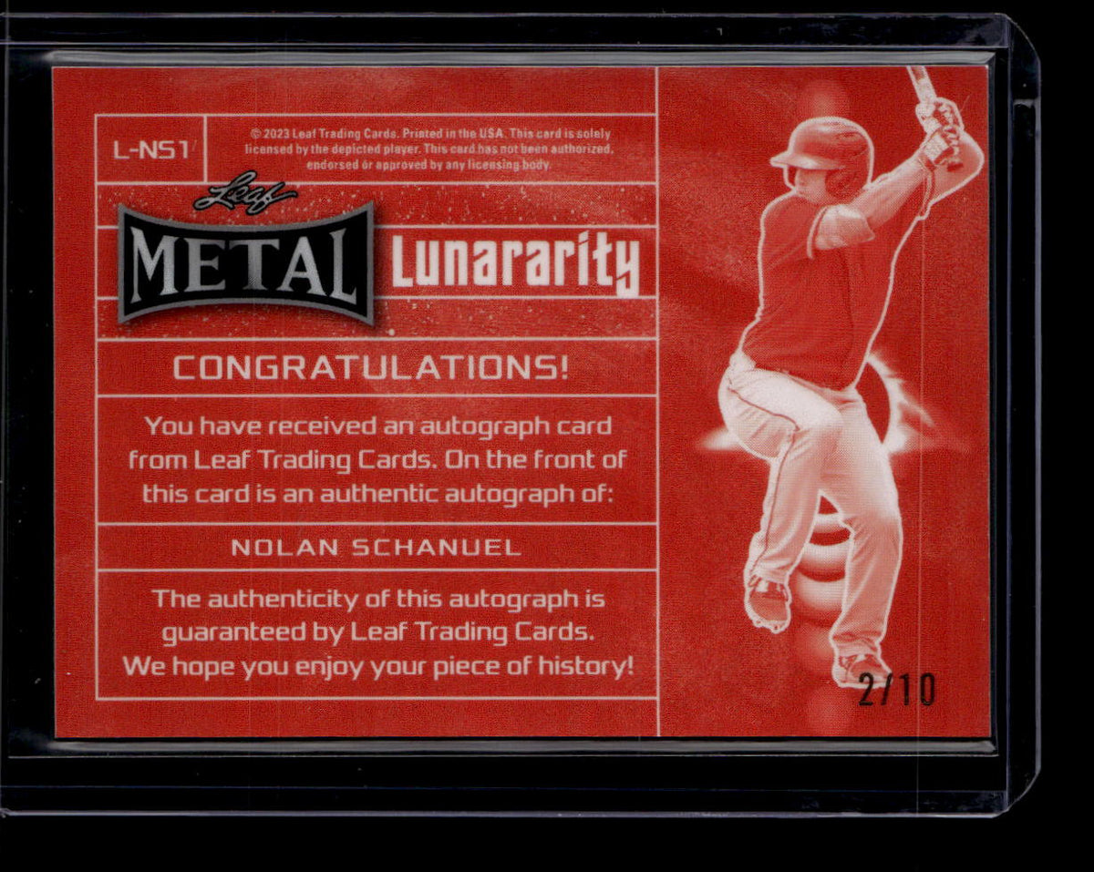 2023 Leaf Metal Lunararity Autographs lns1 Nolan Schanuel Rookie Auto 2/10