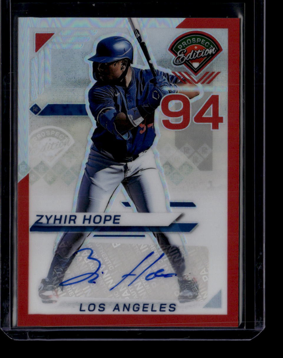 SOLD 183704 2025 Panini Prospect Holo Ticket Signatures Prizms Red Zyhir Hope RC Auto 52/199