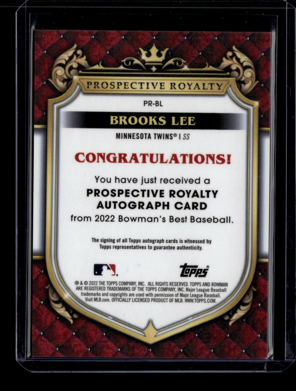 SOLD 183706 2022 Bowman's Best Royalty Autographs Refractor PRBL Brooks Lee RC Auto 28/145