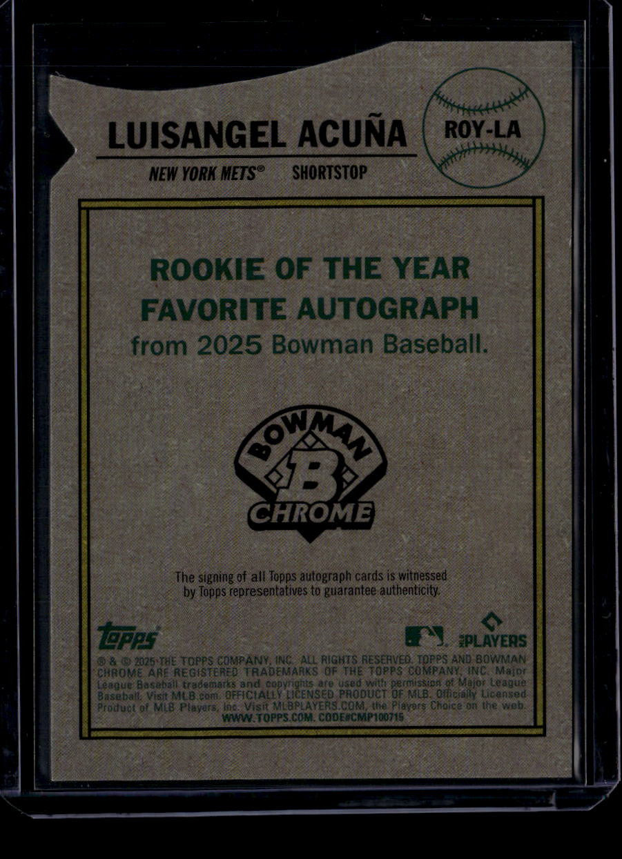 2025 Bowman Chrome ROY Favorites Autographs Luisangel Acuna RC Auto 128/150