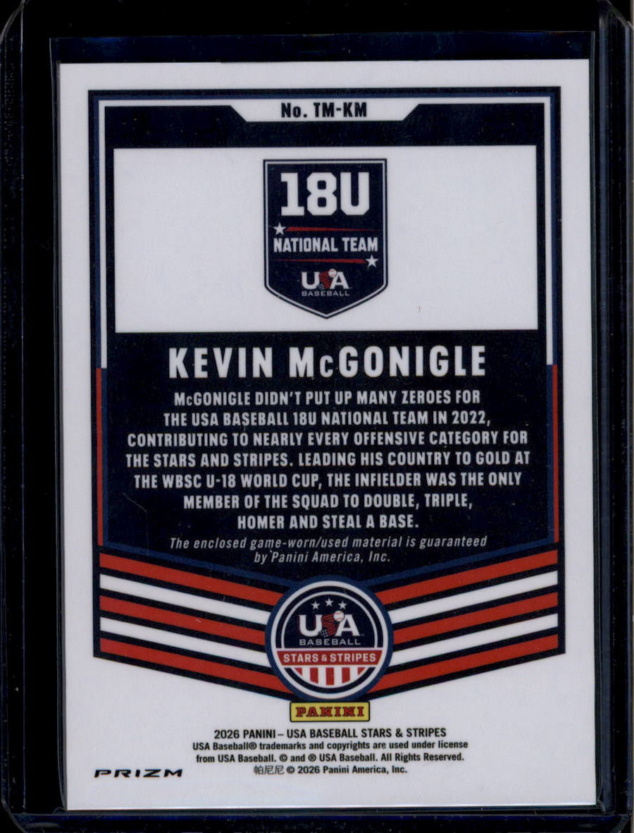 SOLD 183710 2026 USA Stars and Stripes Prizm Throwback Materials Kevin McGonigle RC Jersey