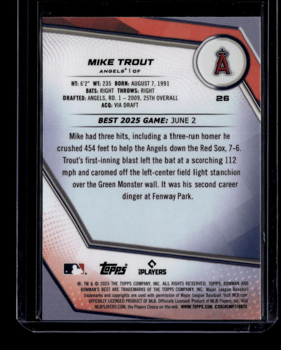 2025 Bowman's Best Blue Lazer Refractor 26 Mike Trout 96/150