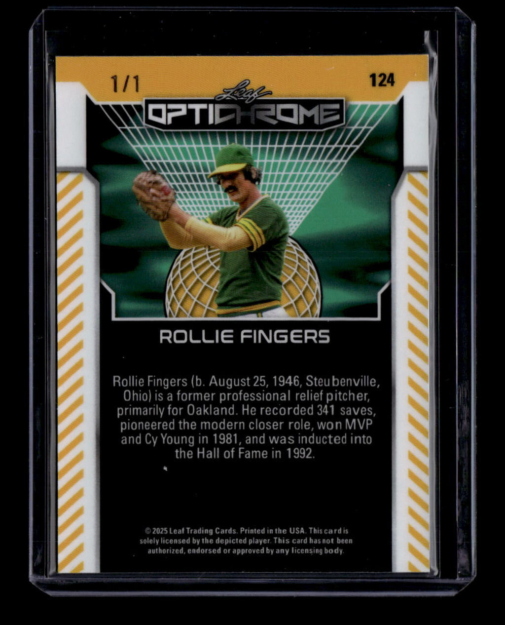 2025 Leaf Optichrome Red Shimmer 124 Rollie Fingers 1/1