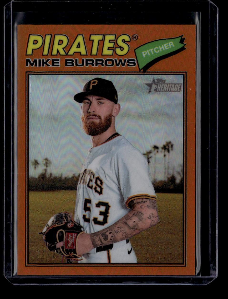 2026 Topps Heritage Chrome Orange Refractor 96 Mike Burrows 21/25