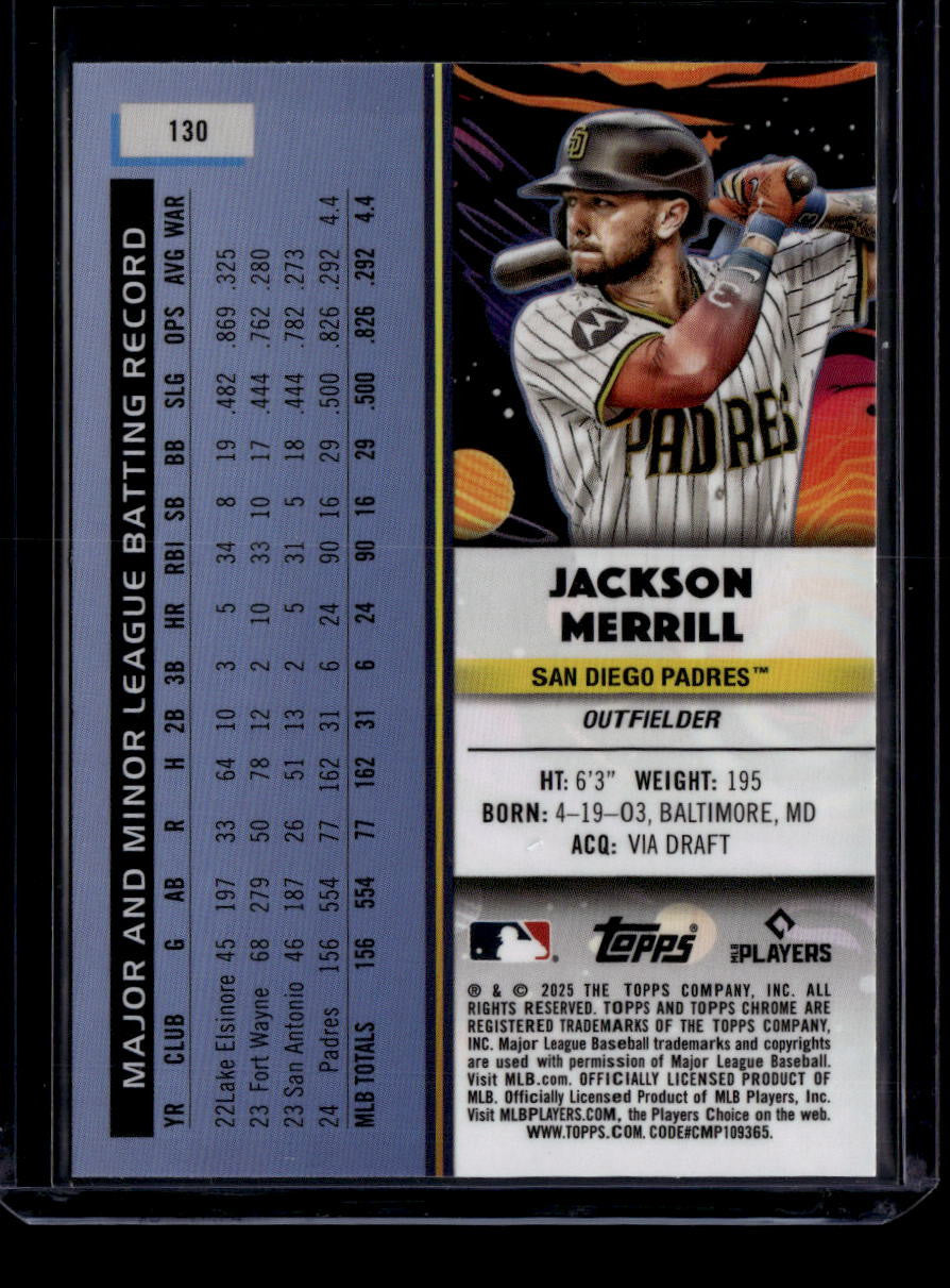 2025 Topps Cosmic Chrome White Hole Refractor 130 Jackson Merrill Rookie