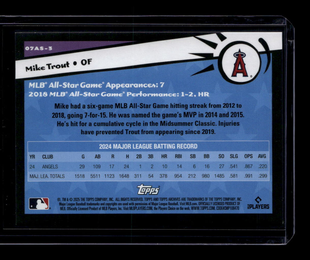 2025 Topps Archives '07 Topps All-Stars Green Foilboard 07as3 Mike Trout 45/99
