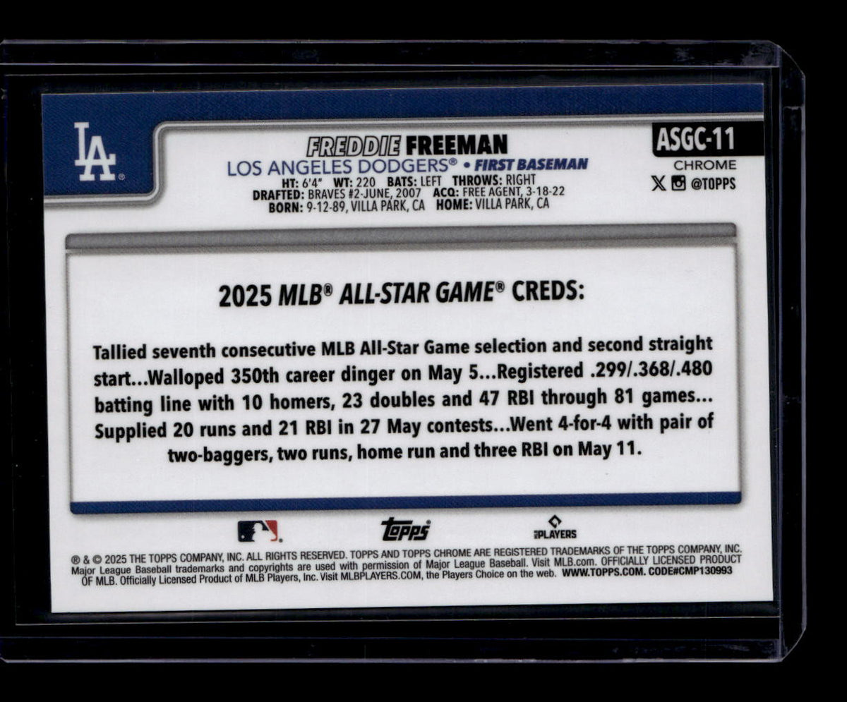SOLD 183727 2025 Topps Chrome Update '25 All-Star Game Green Refractor Freddie Freeman 54/99