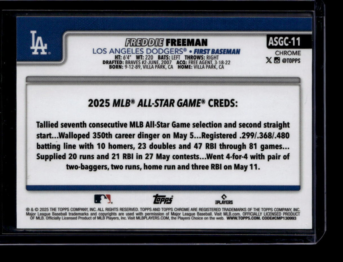 2025 Topps Chrome Update '25 All-Star Game Green Refractor Freddie Freeman 71/99