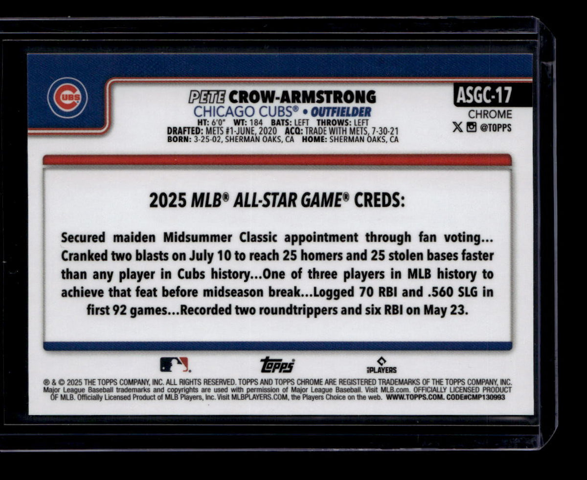 SOLD 183729 2025 Topps Chrome Update All-Star Game Green Refractor Pete Crow-Armstrong 80/99