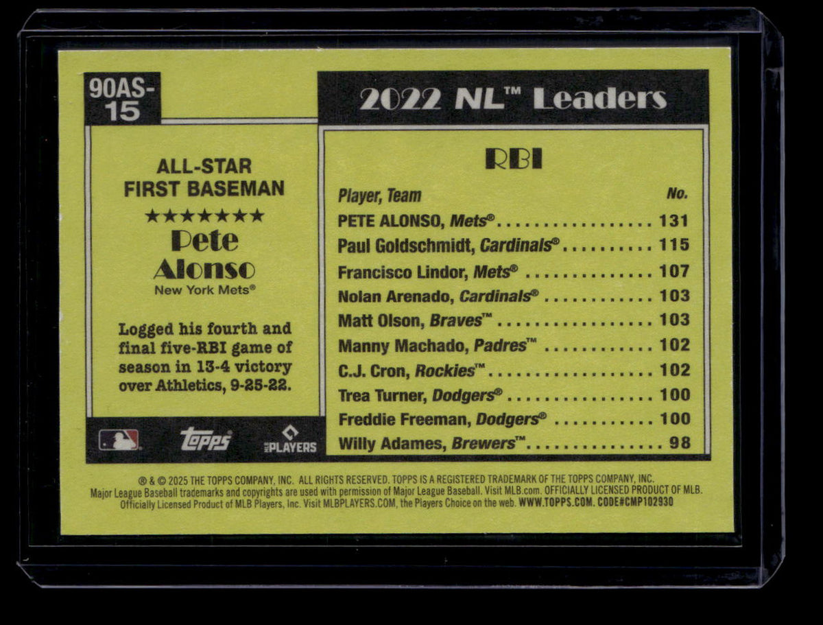 2025 Topps '90 Topps All Star The Real One 90as15 Pete Alonso 59/90