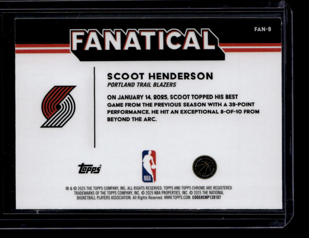 2025-26 Topps Chrome Fanatical fan9 Scoot Henderson