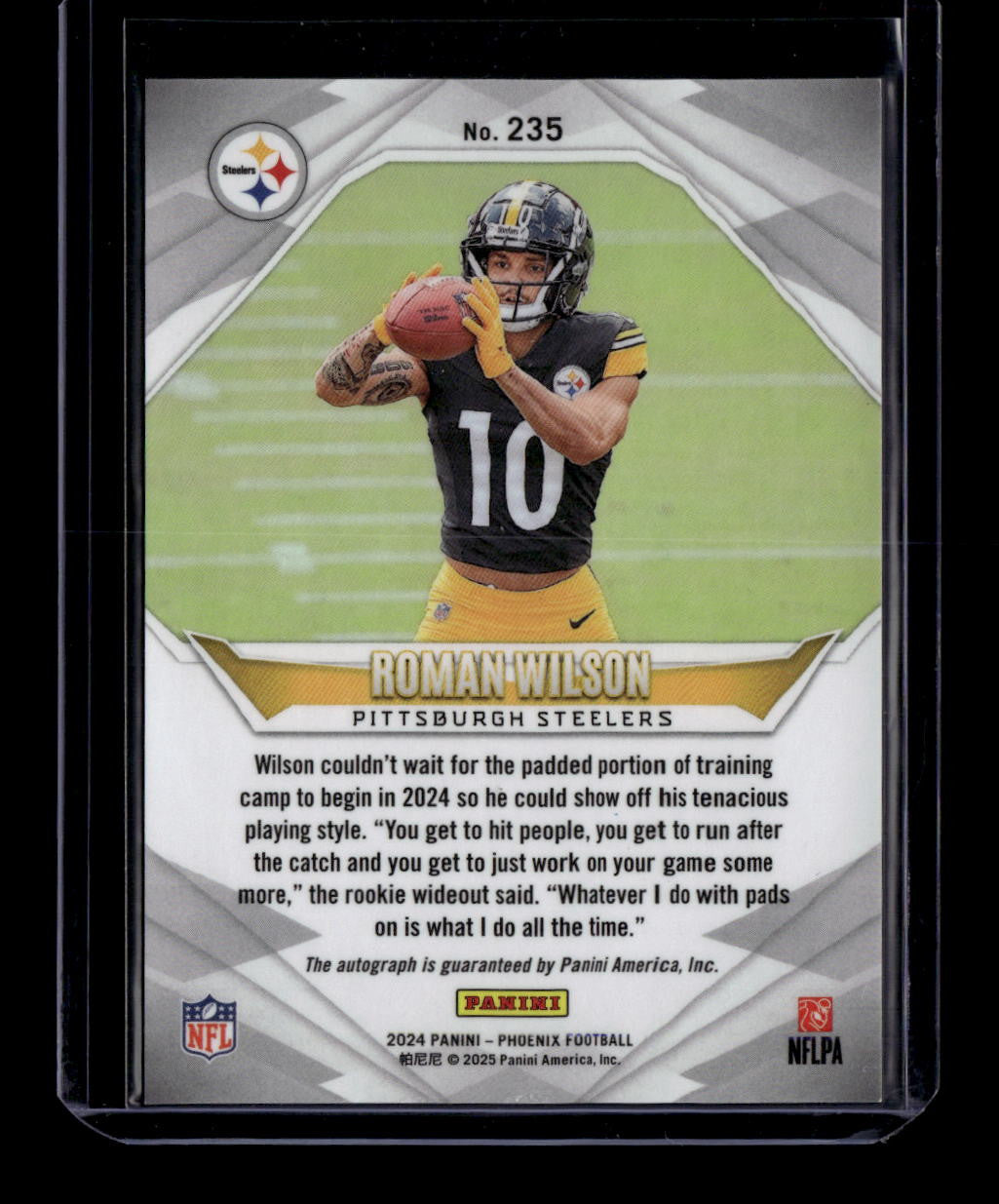 SOLD 183769 2024 Panini Phoenix Rookie Autographs Hyper Black 235 Roman Wilson Rookie Auto