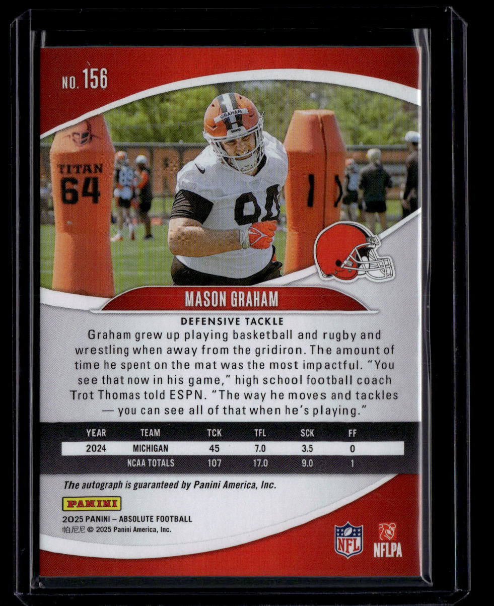 2025 Absolute Signatures Spectrum Red 156 Mason Graham Rookie Auto 75/100