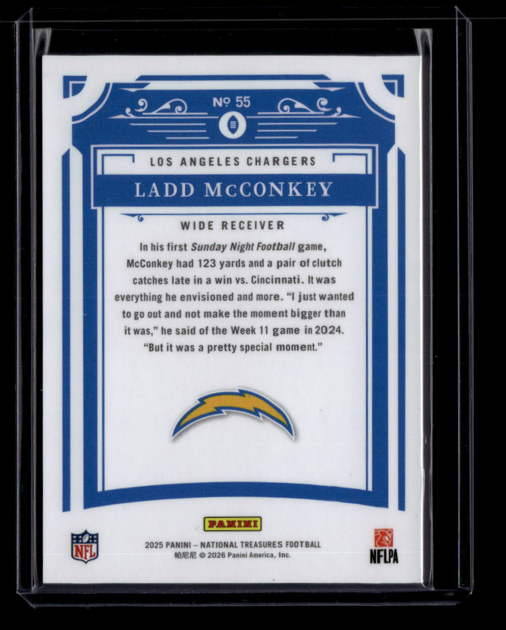 2025 Panini National Treasures Purple 55 Ladd McConkey 52/75