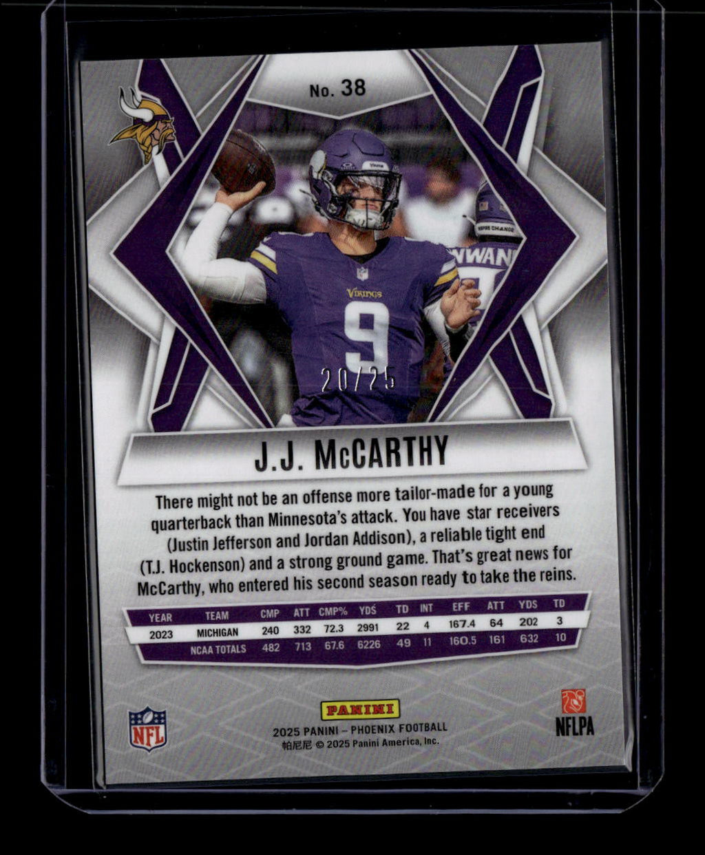 2025 Panini Phoenix Green Seismic 38 J. J. McCarthy 20/25