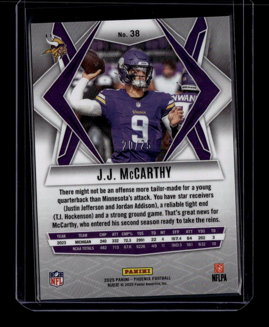 2025 Panini Phoenix Green Seismic 38 J. J. McCarthy 20/25