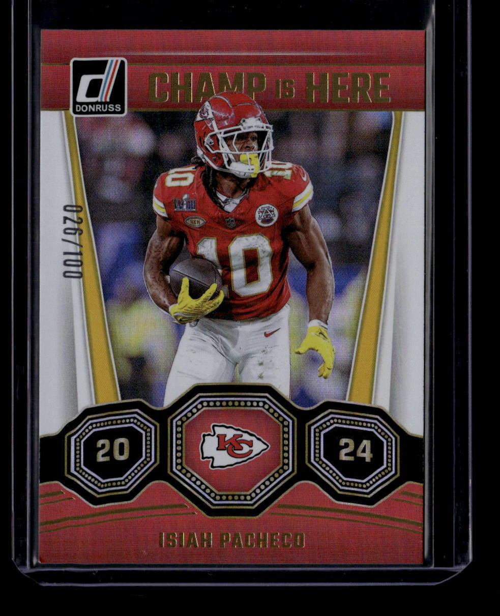 2024 Donruss Champ is Here Holo 3 Isiah Pacheco 26/100