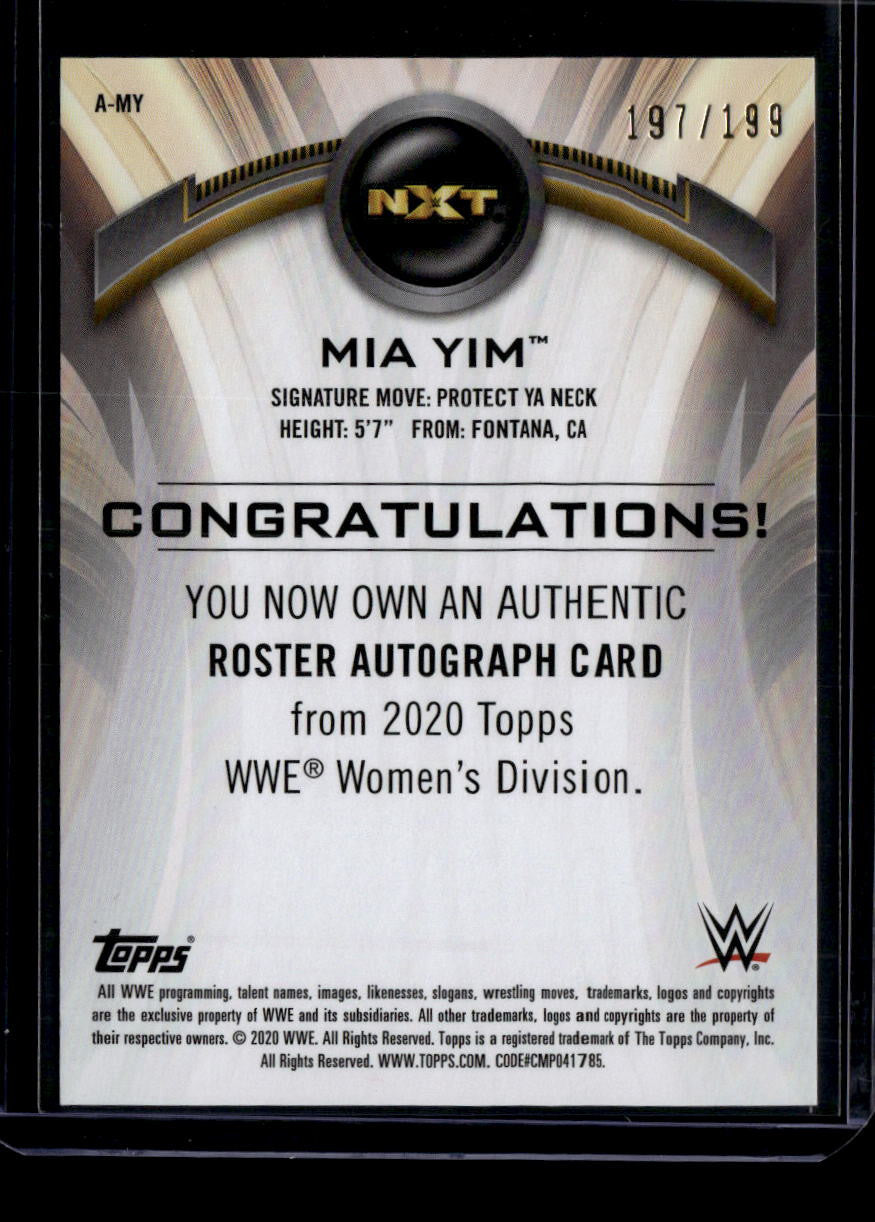 2020 Topps WWE Women's Division Autographs AMY Mia Yim Auto 197/199