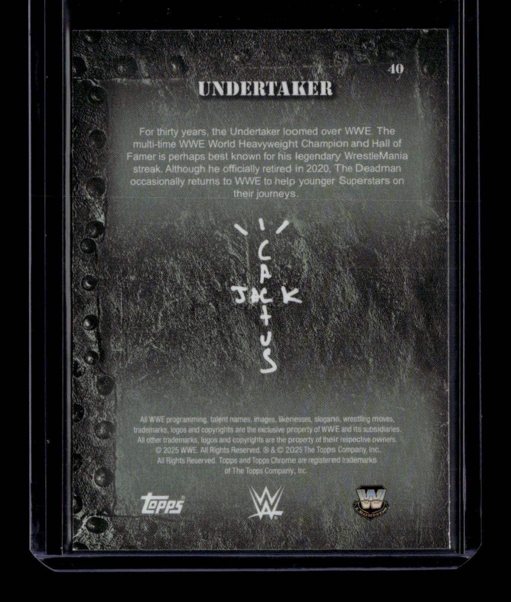 SOLD 183797 2025 Topps Chrome Cactus Jack WWE Blue Refractor 40 Undertaker 131/150