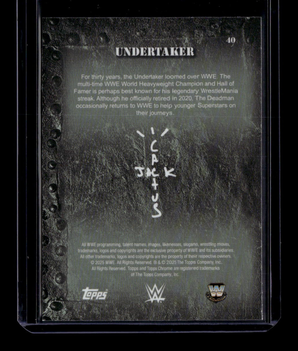 SOLD 183797 2025 Topps Chrome Cactus Jack WWE Blue Refractor 40 Undertaker 131/150