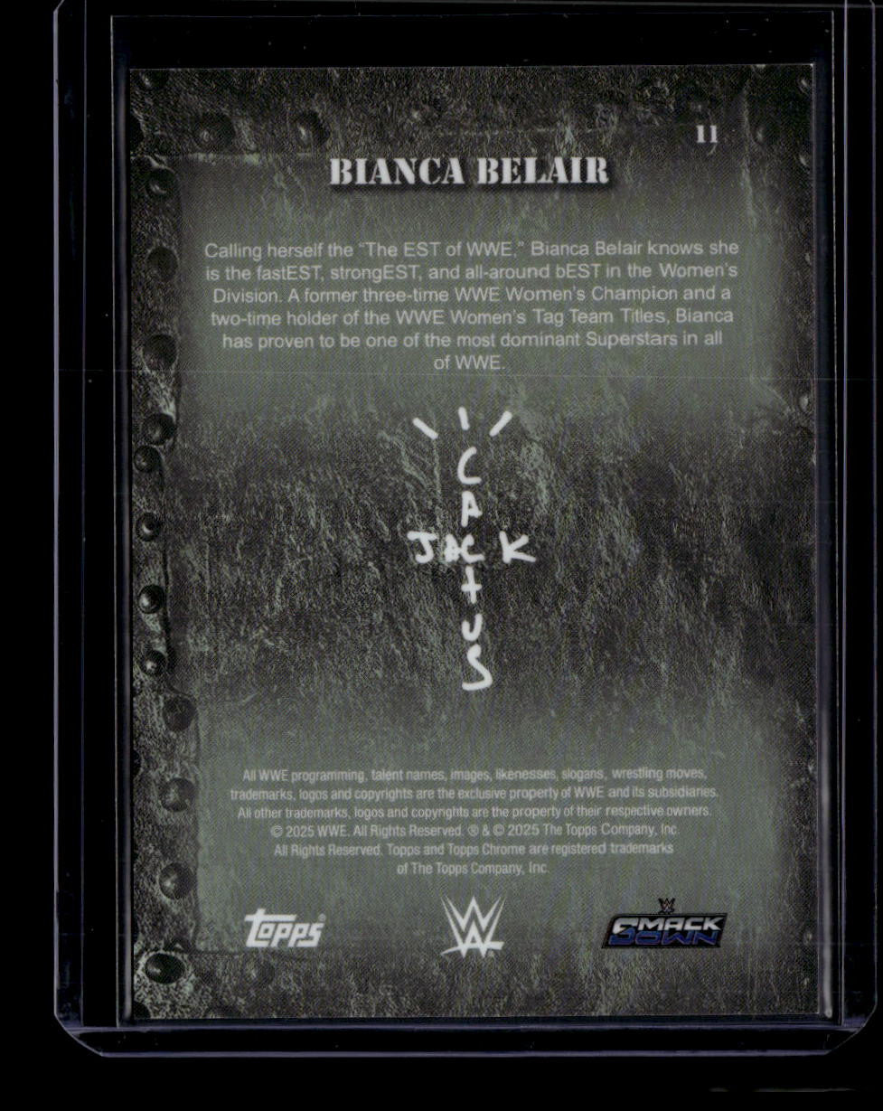 2025 Topps Chrome Cactus Jack Yellow Mini-Diamond Refractor 11 Bianca Belair /75