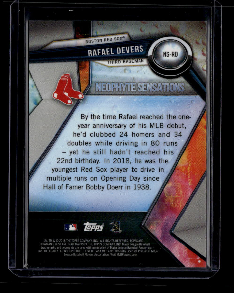 2018 Bowman's Best Neophyte Sensations Atomic Refractor NSRD Rafael Devers RC