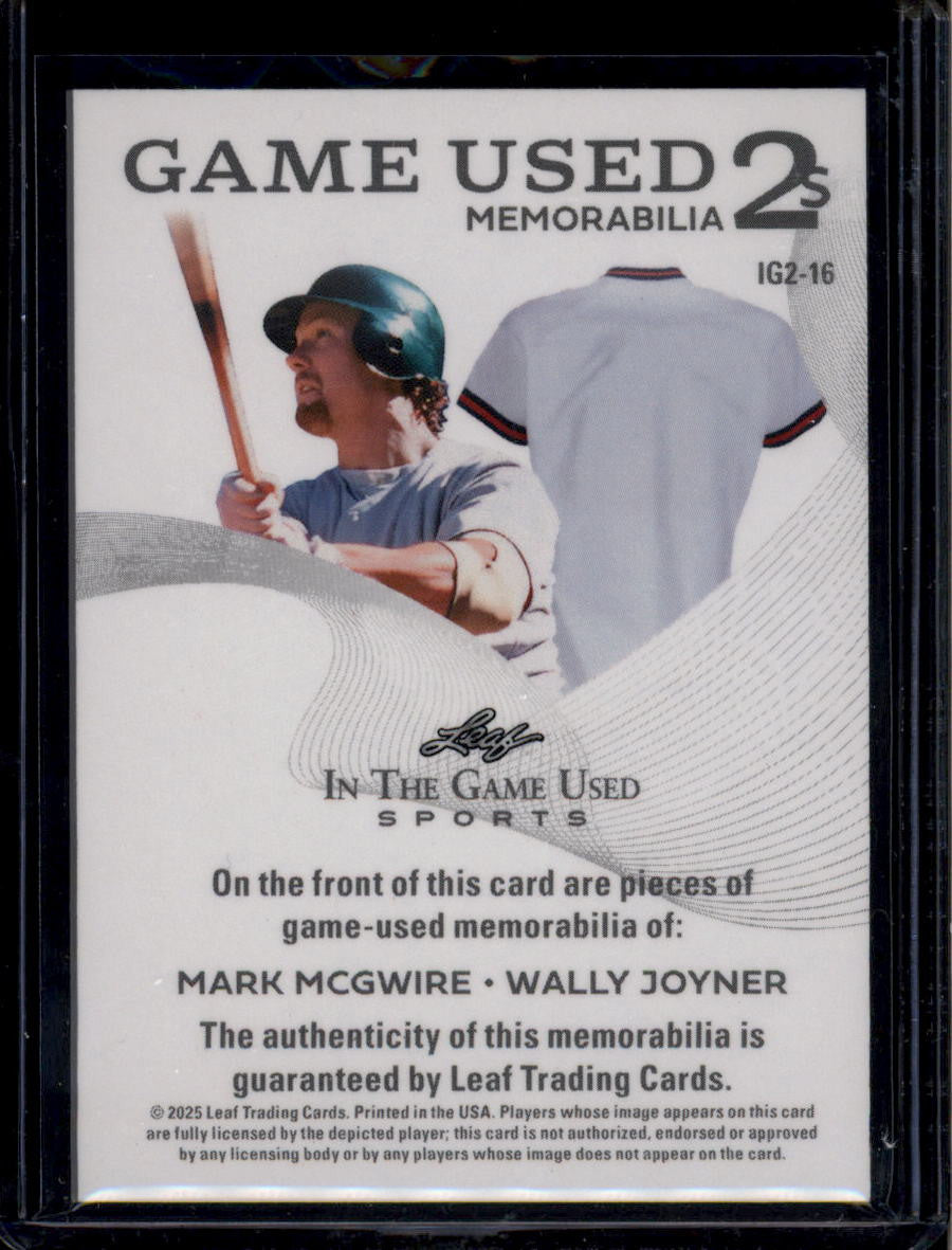 SOLD 183811 2025 Leaf ITG Sports Game Used Memorabilia Blue Mark McGwire Dual Jersey 2/45