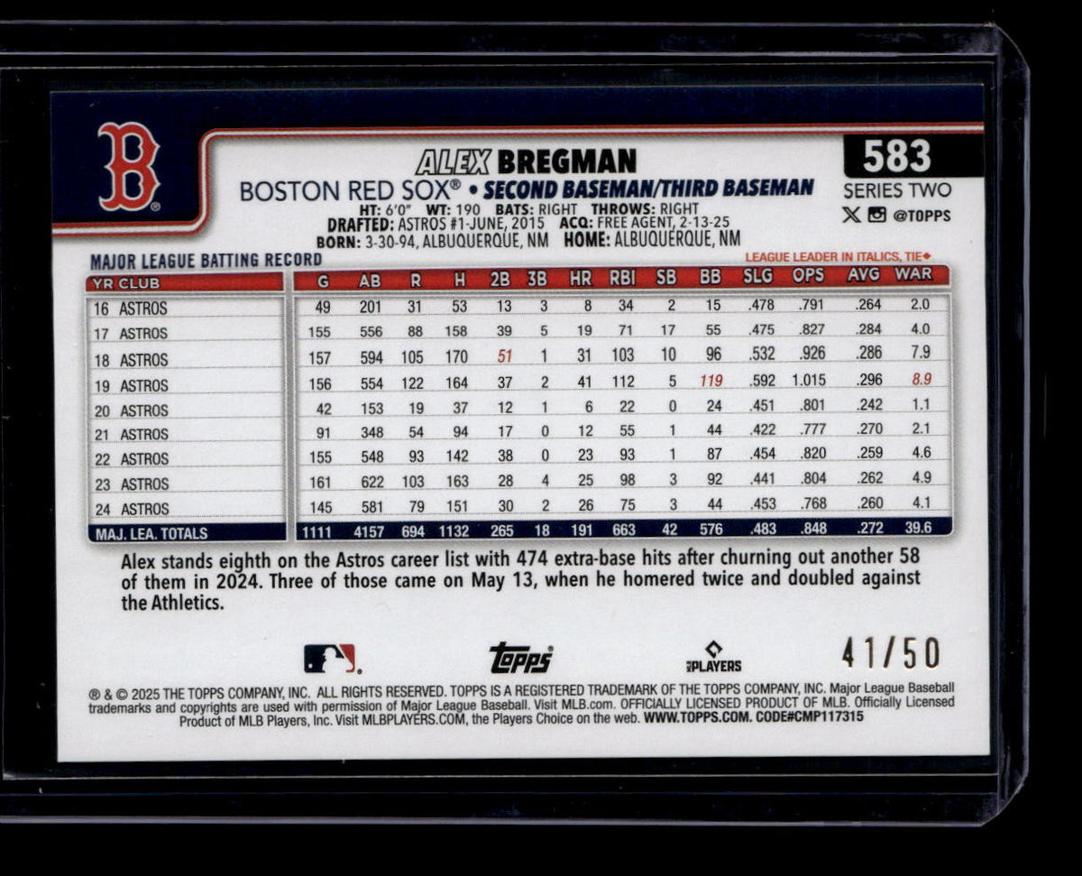 2025 Topps Fanatics Fest Big Apple Gold Foil 583 Alex Bregman 41/50