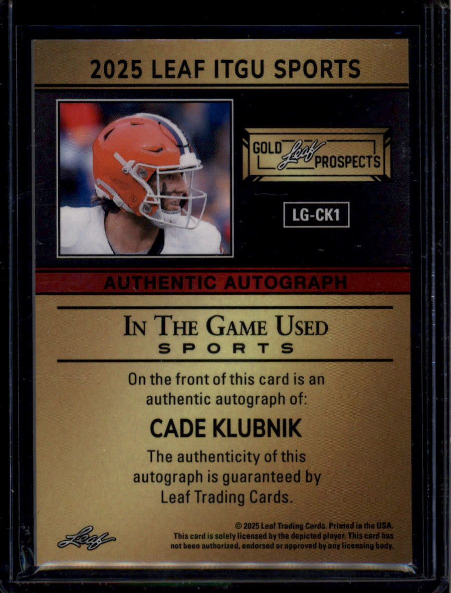 SOLD 183834 2025 Leaf ITG Used Sports Gold Prospects Silver Cade Klubnik Rookie Auto 14/20